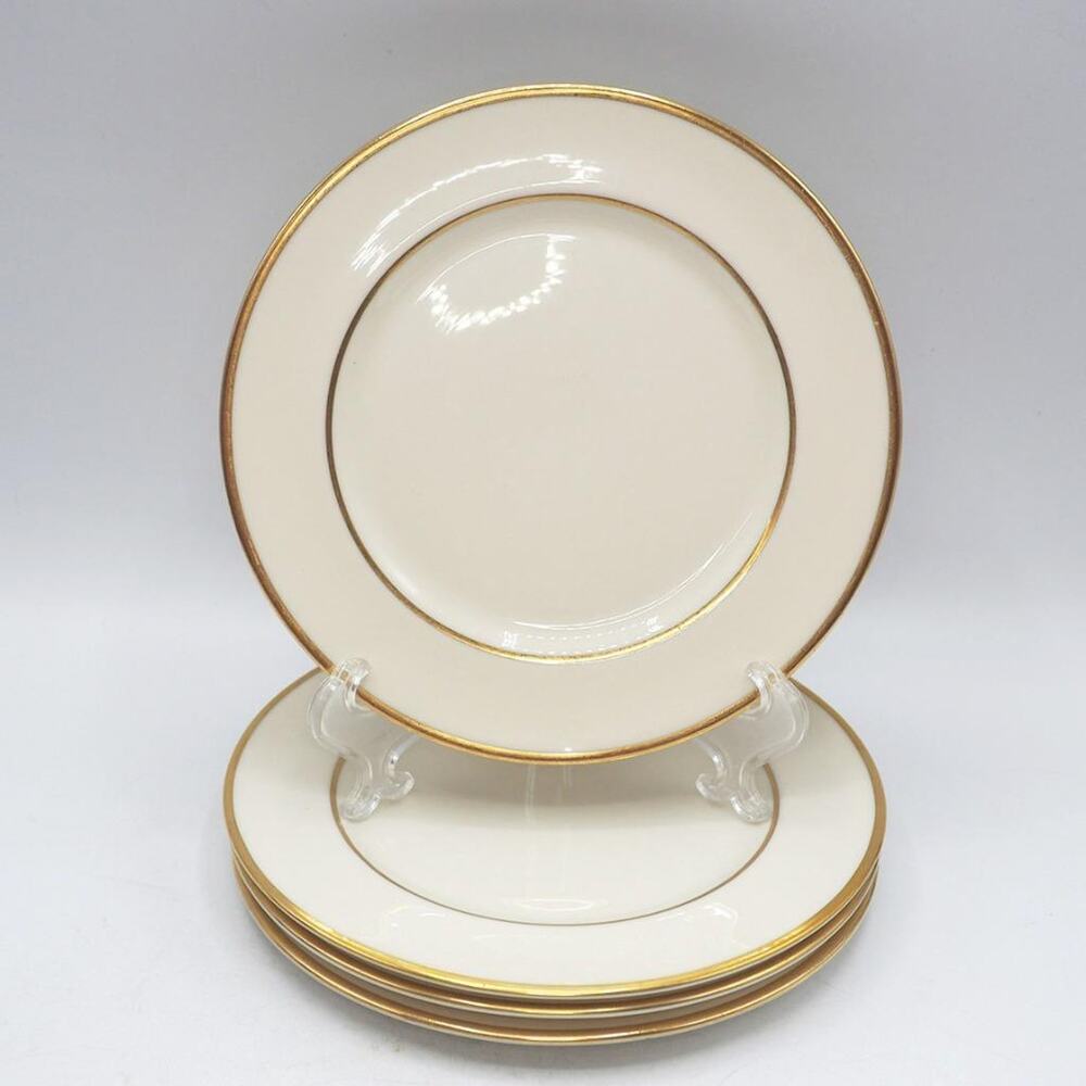 Flintridge Huntington Gold Rim Dinner China Dessert Bread Plate Set of 4 6-1/4"